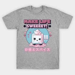 Make Life Sweeeet! Cute Japanese Kawaii Sugar Cube Foodie T-Shirt